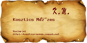 Kosztics Mózes névjegykártya